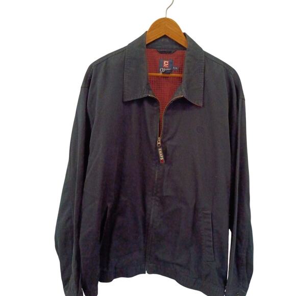 Men's Chaps Ralph Lauren XL Navy Harrington Jacket Windbreaker Gingham Preppy - Picture 10 of 11